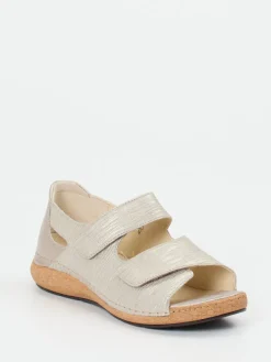 – Komfortsandalen aus geprägtem Leder-Waldläufer Hot