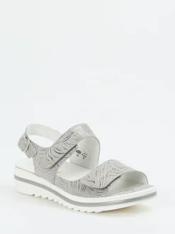 – Komfortsandale aus Veloursleder silber-Waldläufer Best