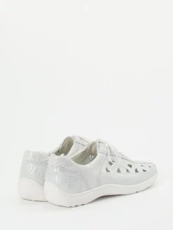 – Komfort-Schnürschuh aus geprägtem Leder hellgrau-Waldläufer Clearance