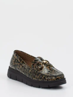 – Loafer aus geprägtem Leder in Leoprint-Waldläufer Sale