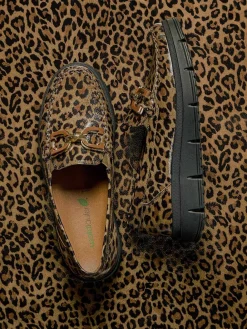 – Loafer aus geprägtem Leder in Leoprint-Waldläufer Sale