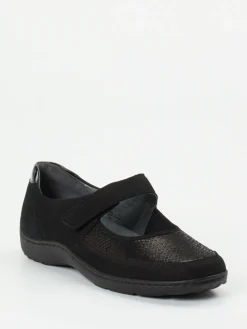 – Mary Jane aus Stretch mit Veloursleder-Waldläufer