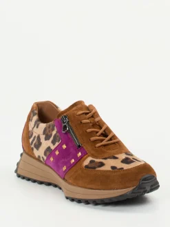 – Sneaker aus Veloursleder mit Leoprint-Waldläufer Hot