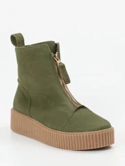 – Stiefeletten aus Nubukleder Oliv-Werner