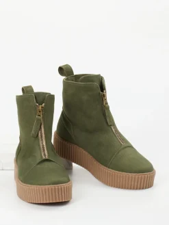 – Stiefeletten aus Nubukleder Oliv-Werner