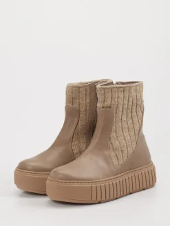 – Stiefeletten aus Leder mit Strickdetail-Werner Outlet