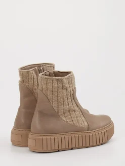 – Stiefeletten aus Leder mit Strickdetail-Werner Outlet