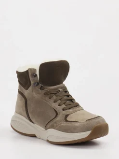 – Stiefelette aus Veloursleder in Taupe-XSENSIBLE