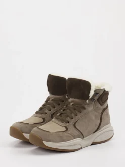 – Stiefelette aus Veloursleder in Taupe-XSENSIBLE