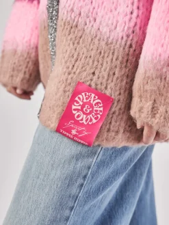 – Strickjacke aus Textil Hell Glitzerkante-Yippie Hippie Outlet